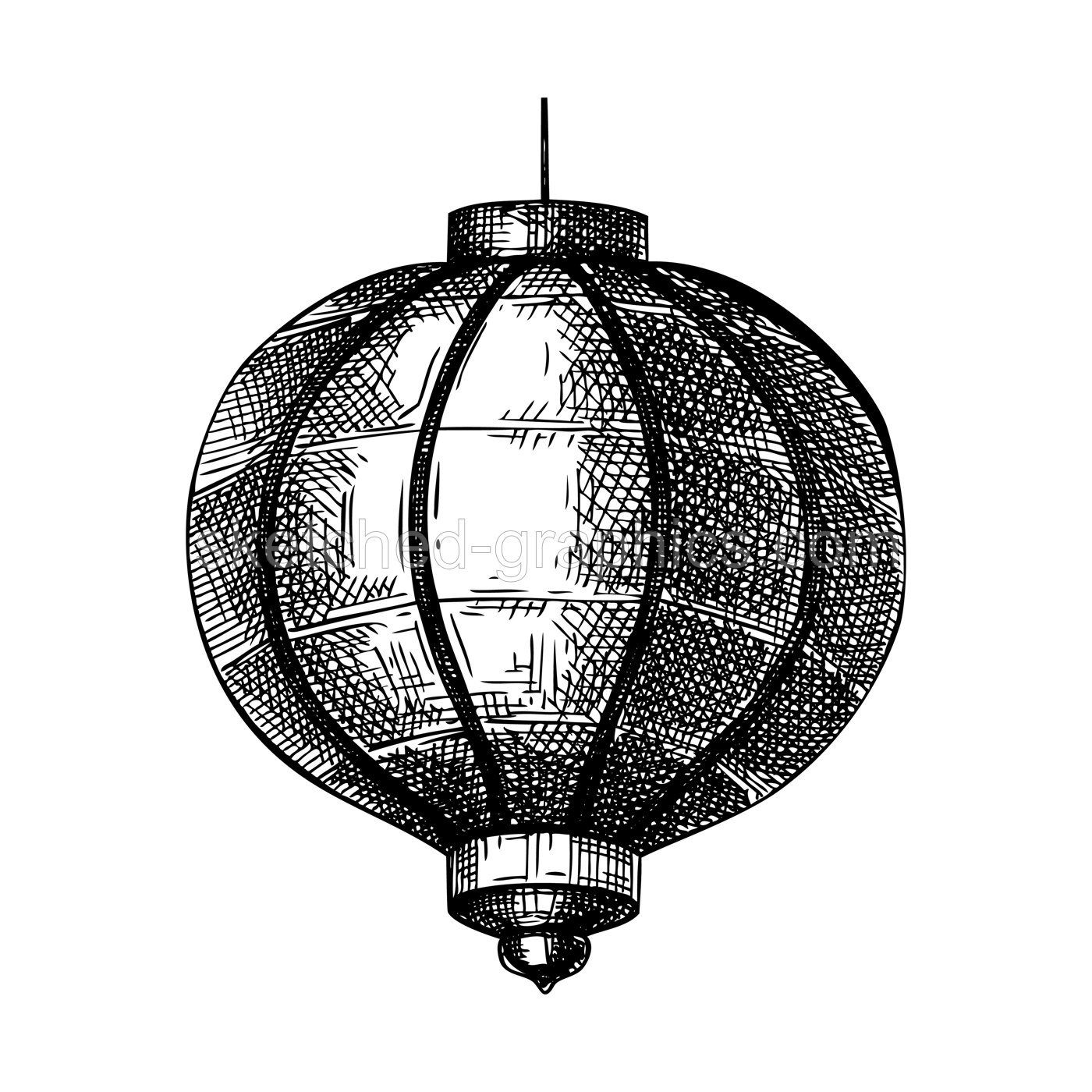 Hand-drawn Chinese lantern illustration. Lunar New Year decoration vector sketch. Not AI generated image Illustration